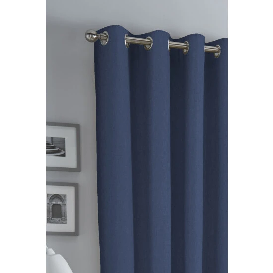 Fusion Blue Sorbonne Eyelet Curtains 2 Fusion Blue Sorbonne Eyelet Curtains - Image 2