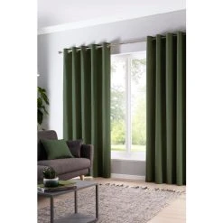 Fusion Green Sorbonne Eyelet Curtains