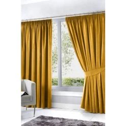 Fusion Yellow Dijon Pencil Pleat Curtains