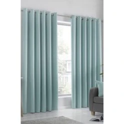 Fusion Blue Strata Eyelet Curtains