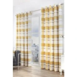 Fusion Yellow Balmoral Check Eyelet Curtains