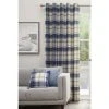Fusion Blue Balmoral Check Eyelet Curtains
