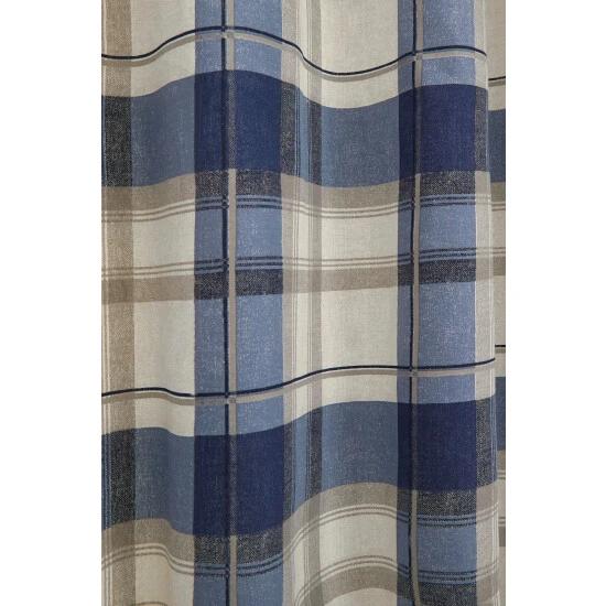 Fusion Blue Balmoral Check Eyelet Curtains 3 Fusion Blue Balmoral Check Eyelet Curtains - Image 3