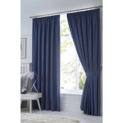 Fusion Blue Dijon Pencil Pleat Curtains