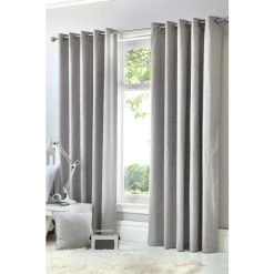 Fusion Silver Sorbonne Eyelet Curtains