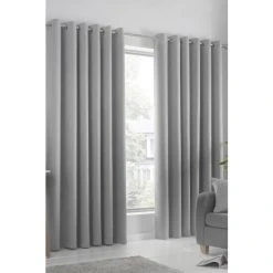 Fusion Silver Strata Eyelet Curtains