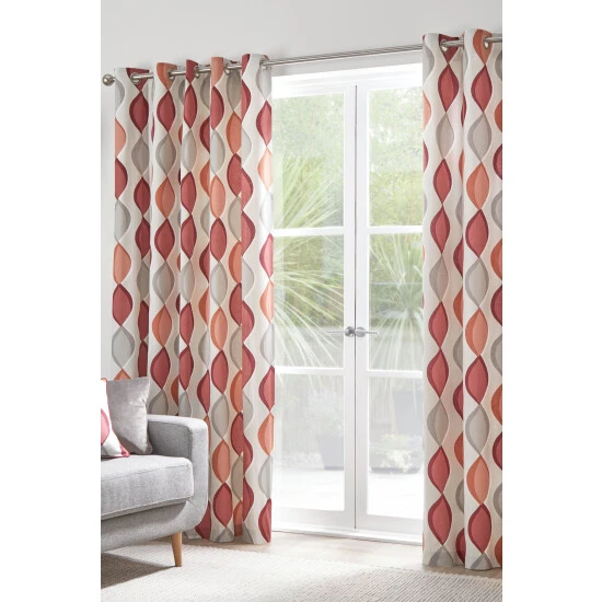 Fusion Red Lennox Eyelet Curtains 1 Fusion Red Lennox Eyelet Curtains