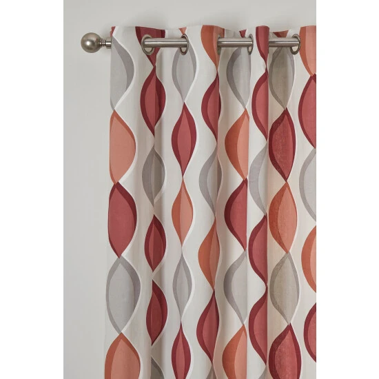 Fusion Red Lennox Eyelet Curtains 2 Fusion Red Lennox Eyelet Curtains - Image 2