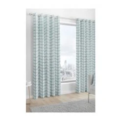 Fusion Duck Egg Blue Delft Skandi Geo Leaf Lined Eyelet Curtains -Fusion Shop unnamed file 25