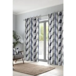 Fusion Blue Magna Eyelet Curtains