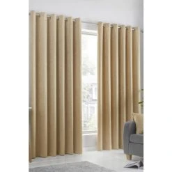 Fusion Yellow Strata Eyelet Curtains