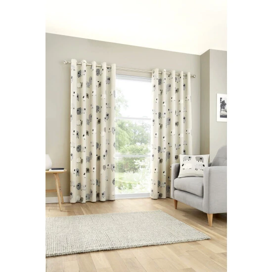 Fusion Natural Dotty Sheep Curtains 1 Fusion Natural Dotty Sheep Curtains