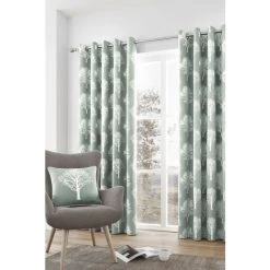 Fusion Duck Egg Blue Woodland Trees Jacquard Lined Eyelet Curtains -Fusion Shop unnamed file 305