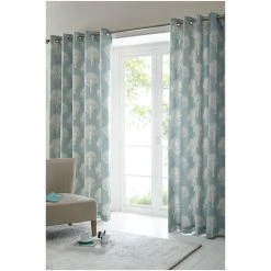 Fusion Duck Egg Blue Woodland Trees Jacquard Lined Eyelet Curtains -Fusion Shop unnamed file 306