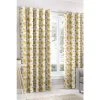 Fusion Ochre Yellow Aura Retro Floral Lined Eyelet Curtains
