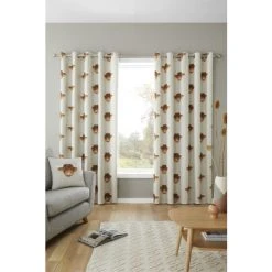Fusion Shop 6 Fusion Natural Highland Cow Eyelet Curtains