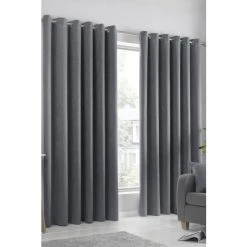 Fusion Grey Strata Eyelet Curtains