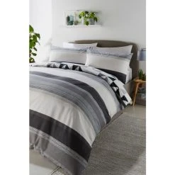 Fusion Grey Hendra Reversible Duvet Cover And Pillowcase Set