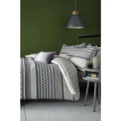 Fusion Multi Retrace Geo Stripe Duvet Cover And Pillowcase Set