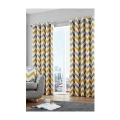 Fusion Ochre Yellow Chevron Geo Lined Eyelet Curtains -Fusion Shop unnamed file 47