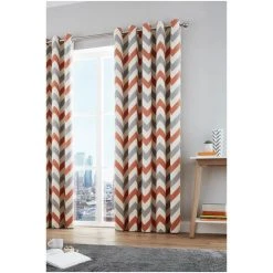 Fusion Ochre Yellow Chevron Geo Lined Eyelet Curtains -Fusion Shop unnamed file 48