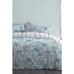 Fusion Blue Mona Duvet Cover And Pillowcase Set