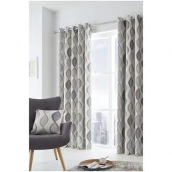 Fusion Grey Lennox Cotton Eyelet Curtains
