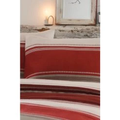 Alternative view of Fusion Red Betley Brushed Duvet Cover And Pillowcase Set
