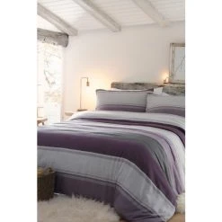 Fusion Purple Betley Brushed Duvet Cover And Pillowcase Set