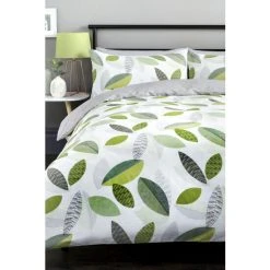 Fusion Green Tazio Leaves Duvet Cover And Pillowcase Set