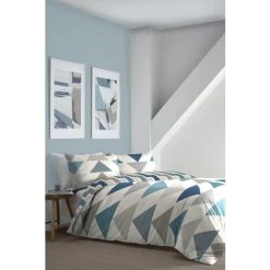 Fusion Blue Loxton Duvet Cover And Pillowcase Set