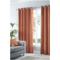 Fusion Orange Sorbonne Eyelet Curtains