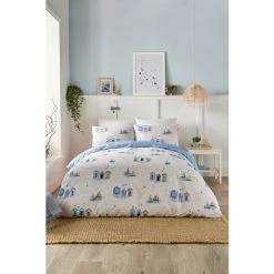 Fusion Blue Beach Huts Duvet Cover And Pillowcase Set
