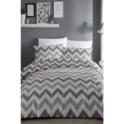 Fusion Grey Chevron Duvet Cover And Pillowcase Set