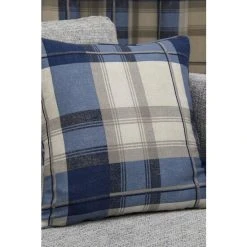 Fusion Blue Balmoral Check Square Cushion
