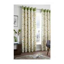 Fusion Green Beechwood Leaves Eyelet Curtains -Fusion Shop unnamed file 82